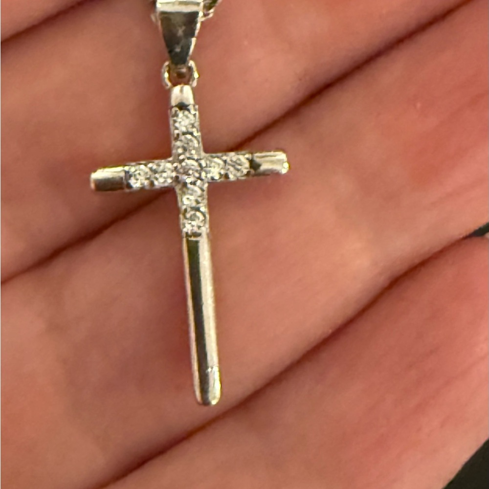 Silver Cross Pendant Necklace - Picture 3 of 5